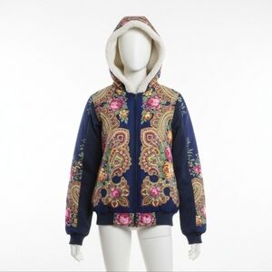 Faux Shearling Russian Scarf Jacket Small